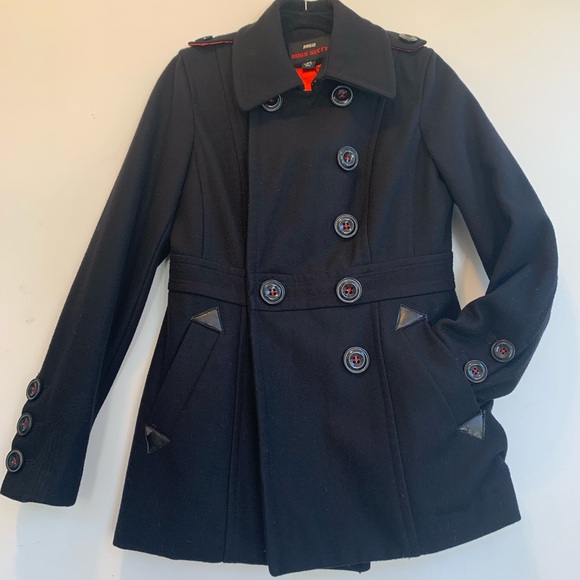 M60 Miss Sixty Black Wool Coat with gorgeous red color inside .Size M .🔥 - Picture 7 of 8